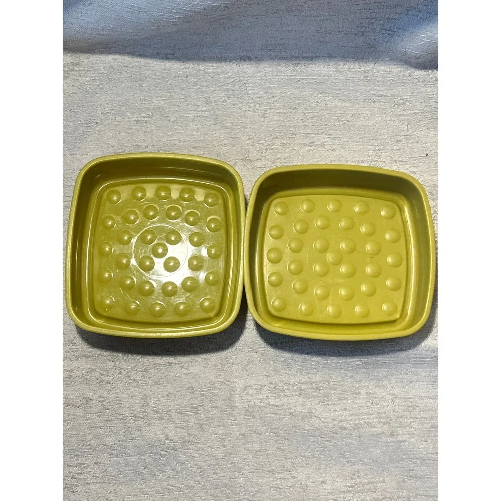 Vintage Tupperware Avocado Green Square Soap Dishes Set of 2